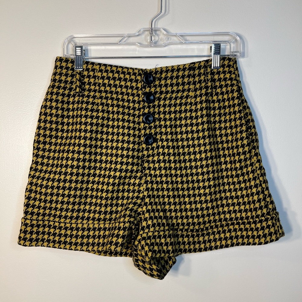 Zara plaid houndstooth wool blend shorts